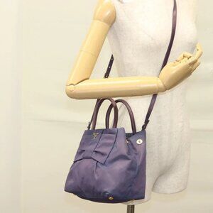 PRADA Hand Bag Nylon 2way Purple Gold Auth